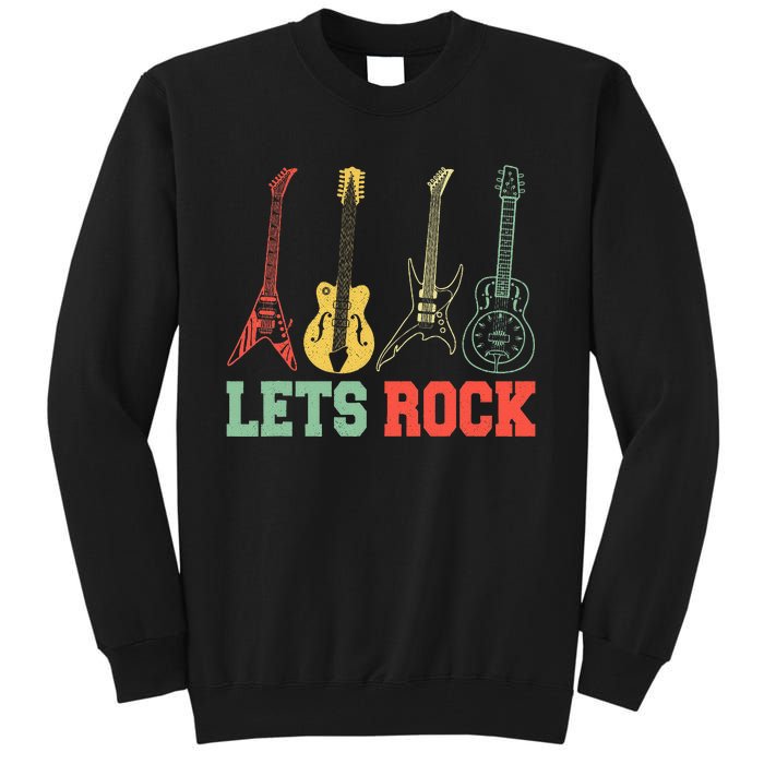 Lets Rock Rock Roll Guitar Retro Tall Sweatshirt