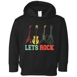 Lets Rock Rock Roll Guitar Retro Toddler Hoodie