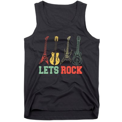 Lets Rock Rock Roll Guitar Retro Tank Top