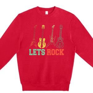 Lets Rock Rock Roll Guitar Retro Premium Crewneck Sweatshirt