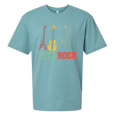 Lets Rock Rock Roll Guitar Retro Sueded Cloud Jersey T-Shirt