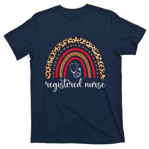 Leopard Rainbow Registered Nurse Stethoscope Nurses Week T-Shirt