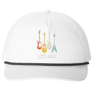 Lets Rock Rock N Roll Guitar Retro Gift Men Women Snapback Five-Panel Rope Hat