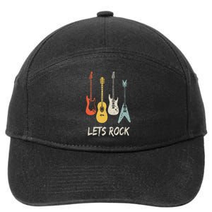 Lets Rock Rock N Roll Guitar Retro Gift Men Women 7-Panel Snapback Hat