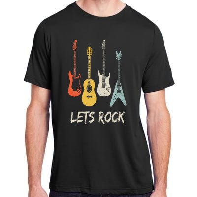 Lets Rock Rock N Roll Guitar Retro Gift Men Women Adult ChromaSoft Performance T-Shirt