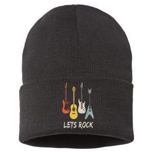 Lets Rock Rock N Roll Guitar Retro Gift Men Women Sustainable Knit Beanie