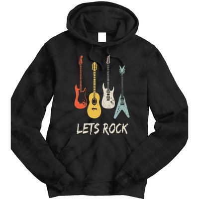 Lets Rock Rock N Roll Guitar Retro Gift Men Women Tie Dye Hoodie