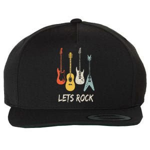 Lets Rock Rock N Roll Guitar Retro Gift Men Women Wool Snapback Cap