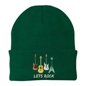 Lets Rock Rock N Roll Guitar Retro Gift Men Women Knit Cap Winter Beanie