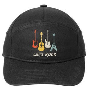 Lets Rock Rock N Roll Guitar Retro Gift Men Women 7-Panel Snapback Hat