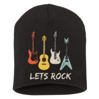 Lets Rock Rock N Roll Guitar Retro Gift Men Women Short Acrylic Beanie