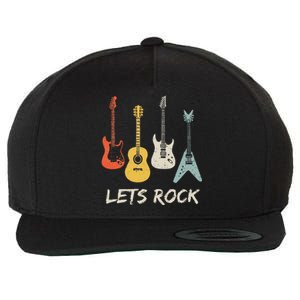 Lets Rock Rock N Roll Guitar Retro Gift Men Women Wool Snapback Cap