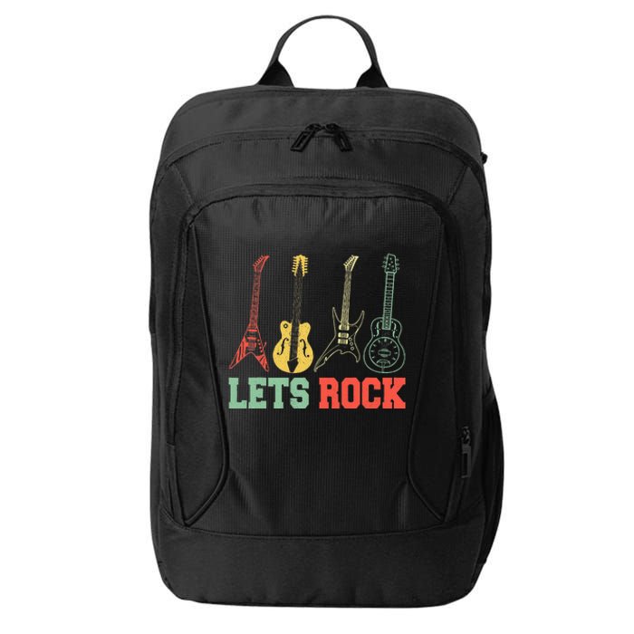 Lets Rock Rock N Roll Guitar Retro City Backpack