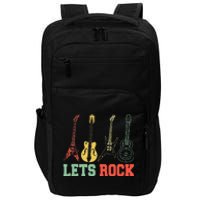 Lets Rock Rock N Roll Guitar Retro Impact Tech Backpack