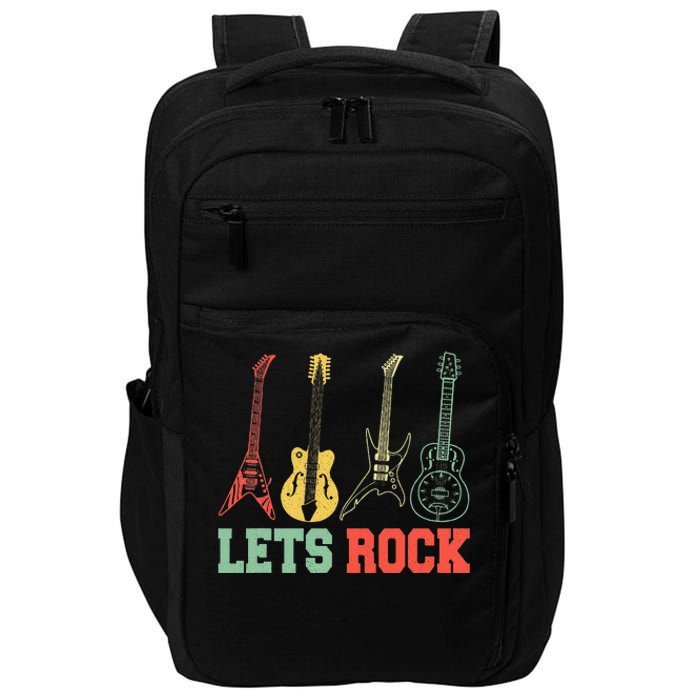 Lets Rock Rock N Roll Guitar Retro Impact Tech Backpack