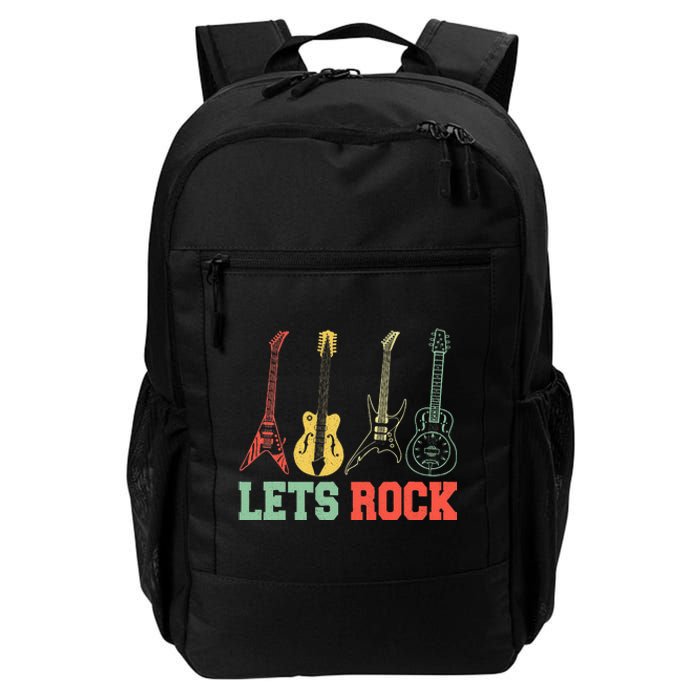 Lets Rock Rock N Roll Guitar Retro Daily Commute Backpack