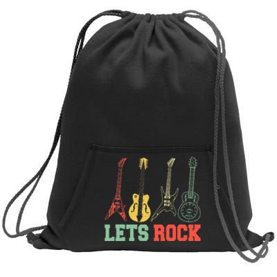 Lets Rock Rock N Roll Guitar Retro Sweatshirt Cinch Pack Bag