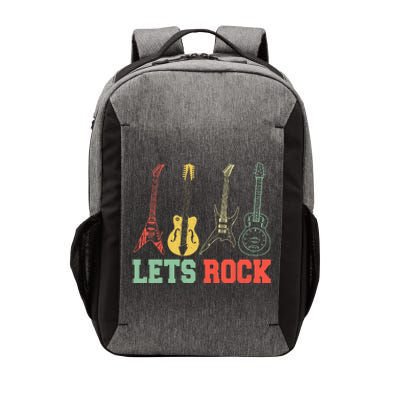 Lets Rock Rock N Roll Guitar Retro Vector Backpack