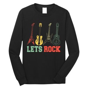 Lets Rock Rock N Roll Guitar Retro Long Sleeve Shirt