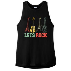 Lets Rock Rock N Roll Guitar Retro Ladies PosiCharge Tri-Blend Wicking Tank