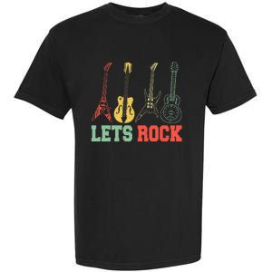 Lets Rock Rock N Roll Guitar Retro Garment-Dyed Heavyweight T-Shirt