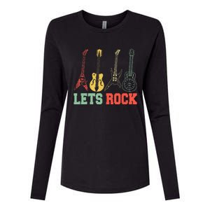 Lets Rock Rock N Roll Guitar Retro Womens Cotton Relaxed Long Sleeve T-Shirt