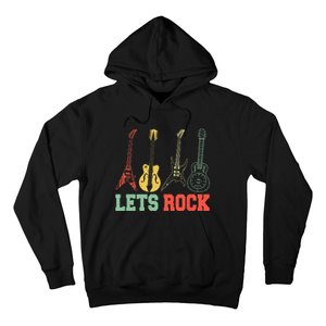 Lets Rock Rock N Roll Guitar Retro Hoodie