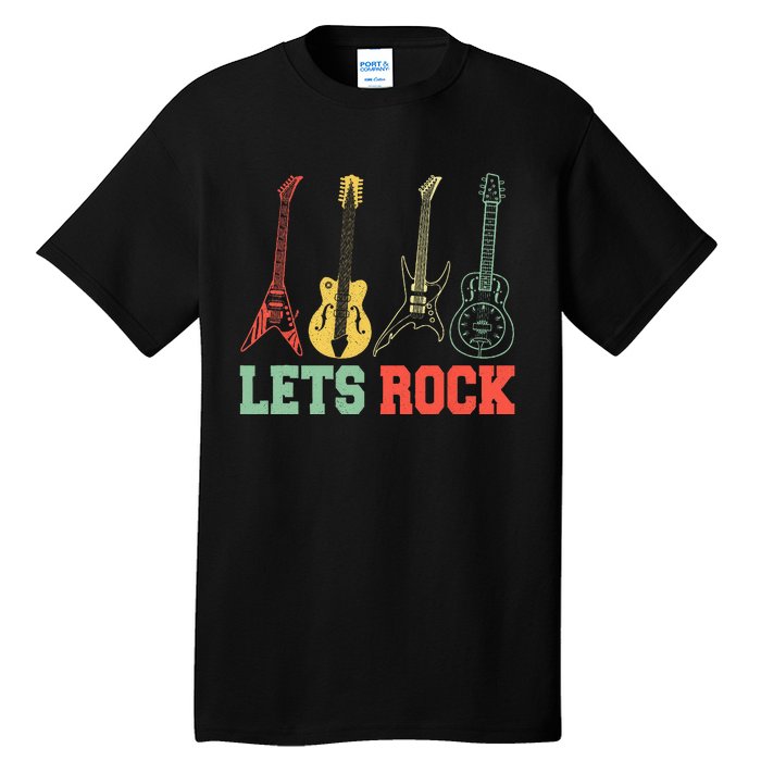 Lets Rock Rock N Roll Guitar Retro Tall T-Shirt