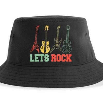 Lets Rock Rock N Roll Guitar Retro Sustainable Bucket Hat