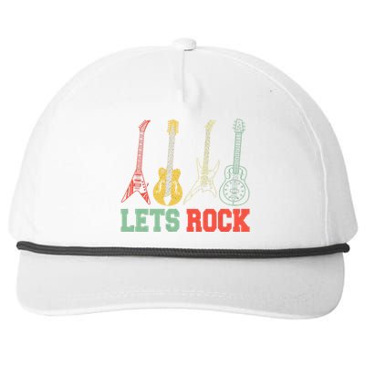 Lets Rock Rock N Roll Guitar Retro Snapback Five-Panel Rope Hat