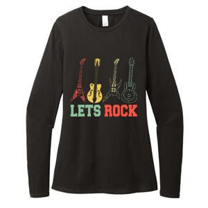 Lets Rock Rock N Roll Guitar Retro Womens CVC Long Sleeve Shirt