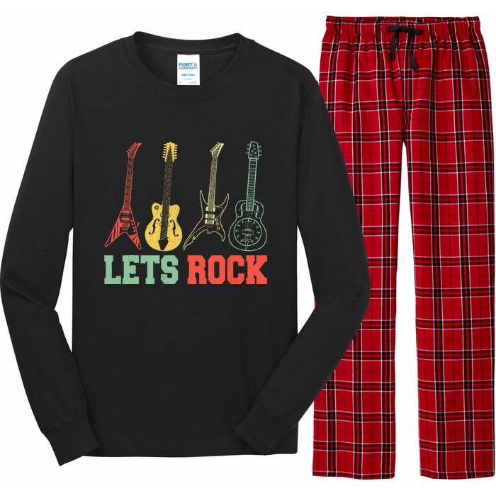 Lets Rock Rock N Roll Guitar Retro Long Sleeve Pajama Set