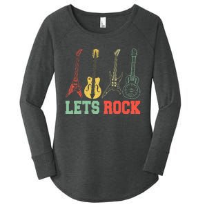 Lets Rock Rock N Roll Guitar Retro Women's Perfect Tri Tunic Long Sleeve Shirt