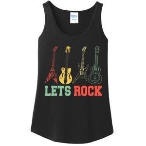 Lets Rock Rock N Roll Guitar Retro Ladies Essential Tank