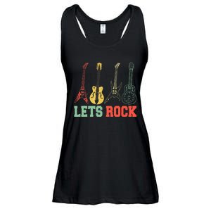 Lets Rock Rock N Roll Guitar Retro Ladies Essential Flowy Tank