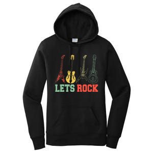 Lets Rock Rock N Roll Guitar Retro Women's Pullover Hoodie