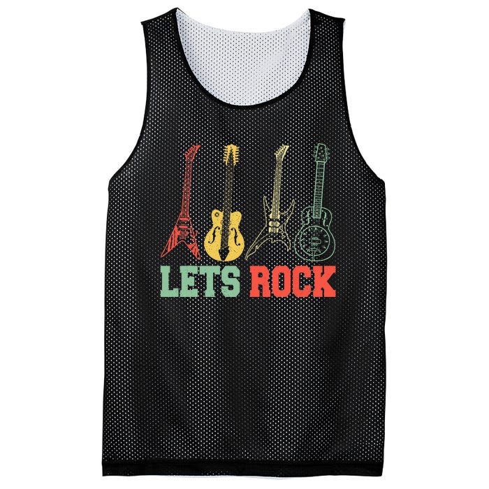 Lets Rock Rock N Roll Guitar Retro Mesh Reversible Basketball Jersey Tank