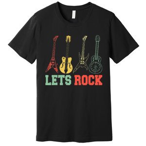 Lets Rock Rock N Roll Guitar Retro Premium T-Shirt