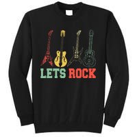 Lets Rock Rock N Roll Guitar Retro Tall Sweatshirt