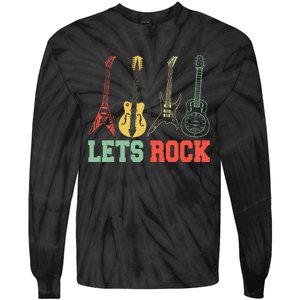 Lets Rock Rock N Roll Guitar Retro Tie-Dye Long Sleeve Shirt