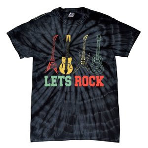 Lets Rock Rock N Roll Guitar Retro Tie-Dye T-Shirt