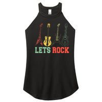 Lets Rock Rock N Roll Guitar Retro Women's Perfect Tri Rocker Tank