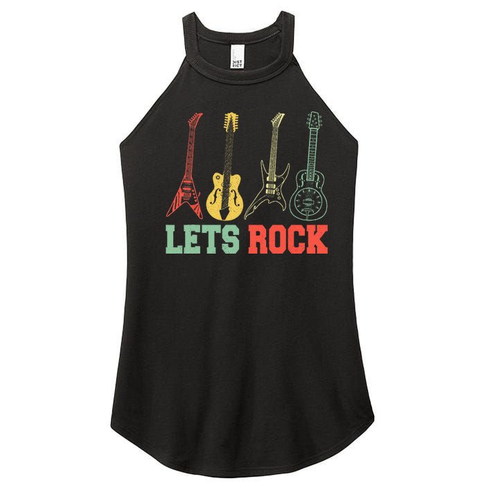 Lets Rock Rock N Roll Guitar Retro Women's Perfect Tri Rocker Tank