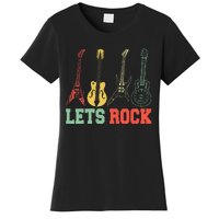 Lets Rock Rock N Roll Guitar Retro Women's T-Shirt