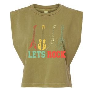 Lets Rock Rock N Roll Guitar Retro Garment-Dyed Women's Muscle Tee