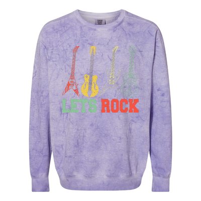 Lets Rock Rock n Roll Guitar Retro lovers Colorblast Crewneck Sweatshirt