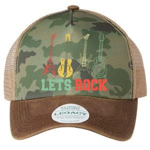 Lets Rock Rock n Roll Guitar Retro lovers Legacy Tie Dye Trucker Hat