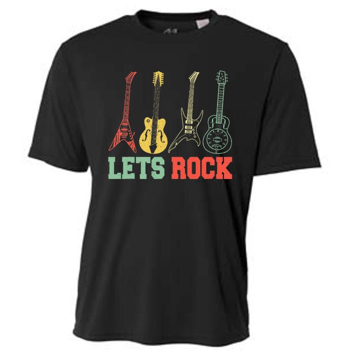 Lets Rock Rock n Roll Guitar Retro lovers Cooling Performance Crew T-Shirt