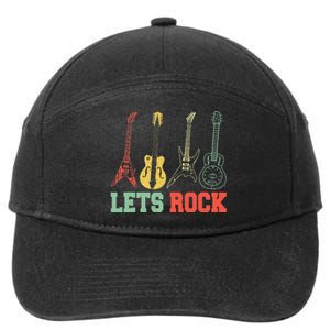 Lets Rock Rock n Roll Guitar Retro lovers 7-Panel Snapback Hat