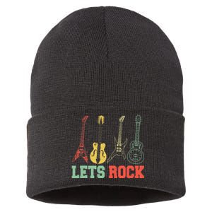 Lets Rock Rock n Roll Guitar Retro lovers Sustainable Knit Beanie